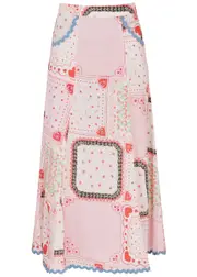 Damson Madder Hyan Printed Cotton-blend Midi Skirt - Multicoloured - 8 (UK8 / S) 8 (UK8 / S)
