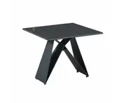 Raimon Furniture Moon Square Side Table Ceramic Tempered Glass - Sable Black