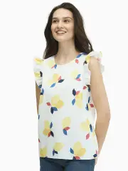 lemon zest sleevelss ruffle top