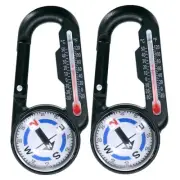 Keychain Compass [2PCS] - Ball Compass and Thermometer Buckle - [White, Black]
