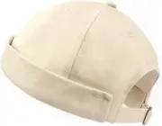 Zylioo Oversize XXL Brimless Hats,Large Rolled Cuff Large-X-Large, Khaki