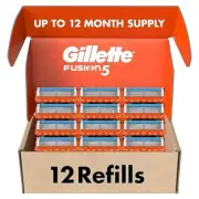 Gillette Fusion5 Refill Razor Blades Lubrication Strip 12 Cartridges NEW SEALED