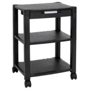 Under Desk Cart for Printer Computer Rack 17 inch with Triple Shelf Black Office