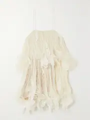 [Danielle Frankel] Danielle Frankel - Wendell Tiered Ruffled Lace And Tulle Mini Dress - Ivory - US2 US 2 Ivory
