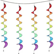 Rainbow Wind Spinner | 4X Rainbow Whirligigs Wind Spinners,Rotating Windmills Outdoor Decor Bird Scarer Nature Lovers Festival Party Front Yard Landscaping Backyard Gardens Patio Balcony