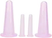 4Pcs Massage Cupping Set Silicone Mini Facial Cups Face Massager Helper Skin Care Neck Back Eyes Massaging Cup Safe to Use, Don't Worry About Burns Health Care Products, Massage Tools (Purple)