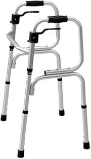 Folding Lightweight Aluminium Height Adjustable Walking Frame,Non-Slip Rubber Ferrules, Standard Walker with Wheels and Non-Slip Foot Pad