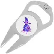 Alice in Wonderland Watercolor Golf Ball Marker Divot Repair Tool Bottle Opener