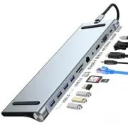 USB-C Docking Station Hub 4K Dual Display, 100W PD, RJ45, VGA for Laptop