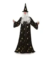 Celestial Wizard Robe Adult Black Halloween Tunic