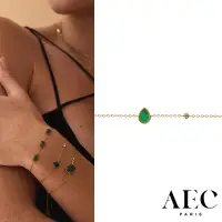 在飛比找博客來優惠-AEC PARIS 巴黎品牌 白鑽綠瑪瑙手鍊 簡約金手鍊 C