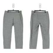 Ted Baker Women 4 US 10 Ristat Trousers Gray Check Plaid Pants Split Hem NEW