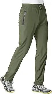 [YSENTO] Mens Track Pants Quick Dry Lightweight Joggers Athletic Hiking Pants Zipper Pockets
