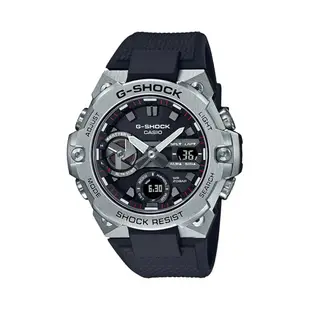 【CASIO G-SHOCK】太陽能碳纖維核心防護藍牙智慧運動腕錶-黑銀 GST-B400-1A