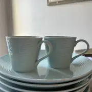 Royal Doulton Gordon Ramsay Maze Robin Egg Light Blue Coffee Mugs (2) Ribbed NEW