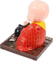 Alipis Solar Powered Monk Statue Nodding Zen Buddha Ornament for Home Car Decorative Shaking Head Crafts for Desk Dashboard and Garden Decor