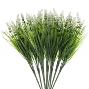 40Pcs Artificial Grass Plants, 14.6" Plastic Fake Lavender Greenery, White