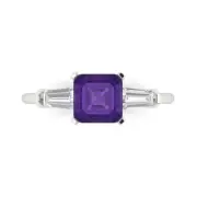 1.62 ct Square Emerald Cut Natural Gemstone Three-Stone Promise Ring White Gold