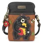 NEW CHALA BROWN BLACK BEAR CELL PHONE CROSSBODY PURSE BAG BEE HONEY