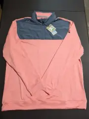 NWT MEN'S PUMA CLOUDSPUN 1/4 ZIP PULLOVER, SIZE: L, COLOR: SKY/FLAMINGO PINK(M5)
