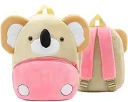 [Ladyzone] Toddler Backpack Zoo Animals Backpacks Cute Plush Bag Cartoon 10" Preschool Book Bag For