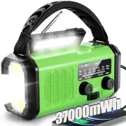 37000mWh Emergency Hand Crank Radio AM/FM with LED Flashlight Solar Radio, Po...