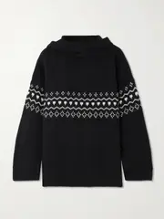 [LISA YANG] LISA YANG - Wen Fair Isle Cashmere Hoodie - Black - 1 1 Black