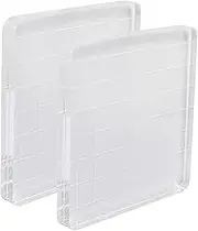 Coufce 3" x 3" Acrylic Stamp Blocks Square Clear Stamp Blocks with Grid Lines for Scrapbooking Crafts Stamping Crafts(2 Pack)