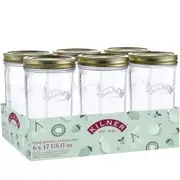 Kilner Wide Mouth Preserve Jars Set of 6 – 500ml Glass Canning Storage Screw Lid