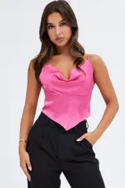 Pink Sleeveless Satin Cami Top - Size 10, Women's Cami