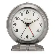 Silver Metal Analog Alarm Clock - Sleek and Elegant, with Precision Timekeeping