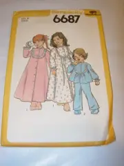 GIRLS CHILDS UNCUT SIMPLICITY 6687 SEWING PATTERN PAJAMA TOP ROBE GOWN SIZE 4