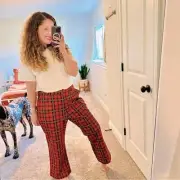 NWT Anthropologie Red Plaid Avec Les Filles Pants 16
