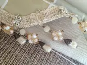 GOLDEN CHAMPAGNE "FLORETTE ROSE" BEADED PENDANT PASSEMENTERIE TASSEL FRINGE TRIM