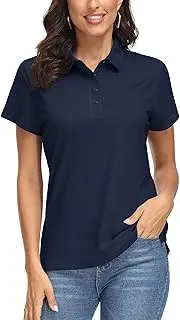 [MAGCOMSEN] Women's Polo Shirts UPF 50+ Sun Protection 4 Buttons Casual Work Quick Dry Short Sleeve Collared Golf Shirt