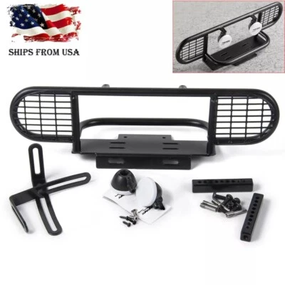 Metal Camel Trophy Front Bumper with Led Light for 1/10 RC Crawler Car D90 Parts