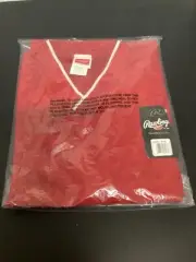 Rawlings Red V-Neck Nylon Long Sleeve Pullover