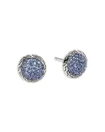 John Hardy Sterling Silver Jh Essentials Blue Sapphire Pave Framed Stud Earrings