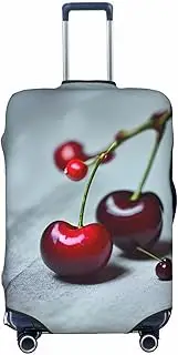 [CADREWY] Red Cherries pattern Print Travel Suitcase Cover Luggage Protector with Elastic Anti Scratch for Carry On, Black, Small