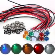 10Pcs 6mm (1/4") LED Indicator Light 12V-24V 20mA Waterproof Metal Wide Flat ...