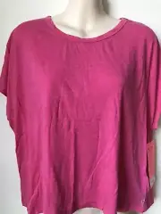 BETSEY JOHNSON PASSION PINK PERFORMANCE STRIPE BAND CUTOUT BOXY YOGA TEE MEDIUM