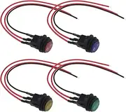 Be In Your Mind 4Pcs 12V-24VDC Round Rocker Switch LED Light Rocker Toggle Switch 3 Pin SPST Switch with Wire for Car Truck Motorcycle Boat Marine, Red/Yellow/Blue/Green