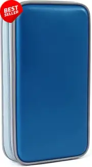 80 Capacity CD Case | Hard Plastic Box for CD/DVD Storage, Blue