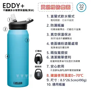 【CAMELBAK】1000ml eddy+多水吸管保冰/溫水瓶(保溫杯/隨行杯/保溫瓶)