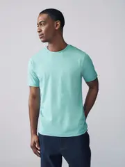 Turquoise Blue Slim Fit Essential Crew Neck Cotton T-Shirt (AT4159) | $15