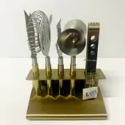 Cocktail Bar Tools Bartender Kit with Stand Stainless Steel and Brass Finish New