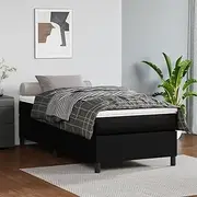 Bed Frame Black 106x203 cm King Single Size Faux Leather Modern Bedroom Furniture