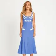 Alice McCall Dress Size 6 AU / US 2 Pastime Paradise Blue Embroidered Midi