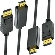 2Pack 4K DisplayPort to HDMI Cable, Uni-Directional Cord for Monitor, Projector, Desktop, AMD, NVIDIA (1.8M)