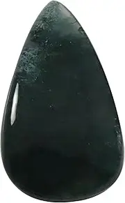 [Goyal Exports] Forest Moss Agate Pear Cabochon Natural Loose Gemstone 39.45cts QH97, Loose Gemstone, Forest Moss Agate